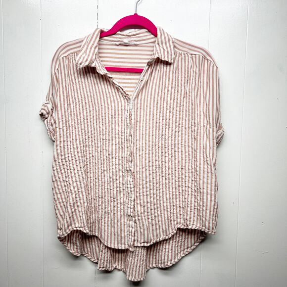 Jane and Delancey Tops - Jane & Delancey Striped Button Front Women's Short Sleeve Top Size Medium